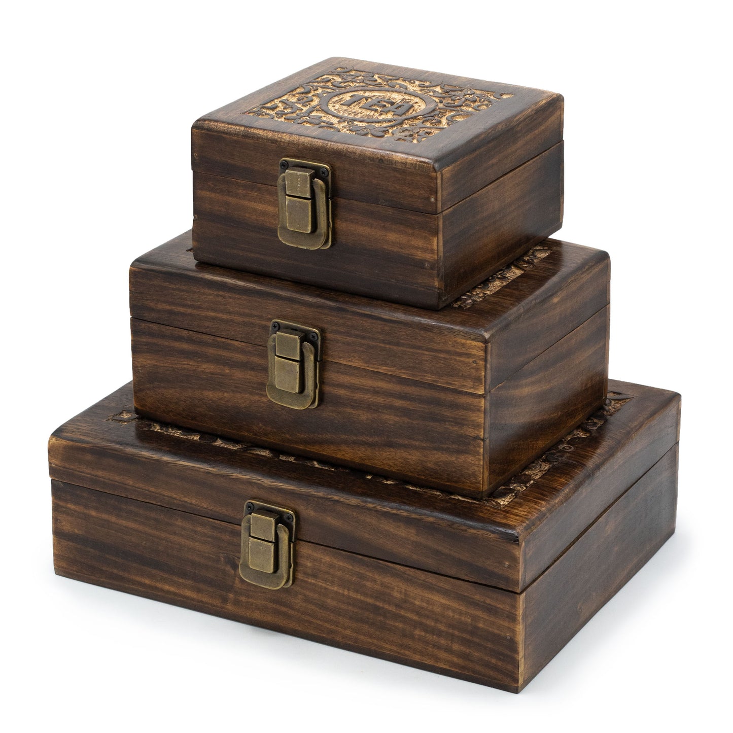 Mango Carved Tea Box (4 compartments)