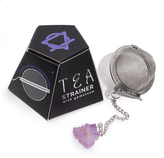 Raw Crystal Gemstone Tea Strainer - Amethyst Cluster